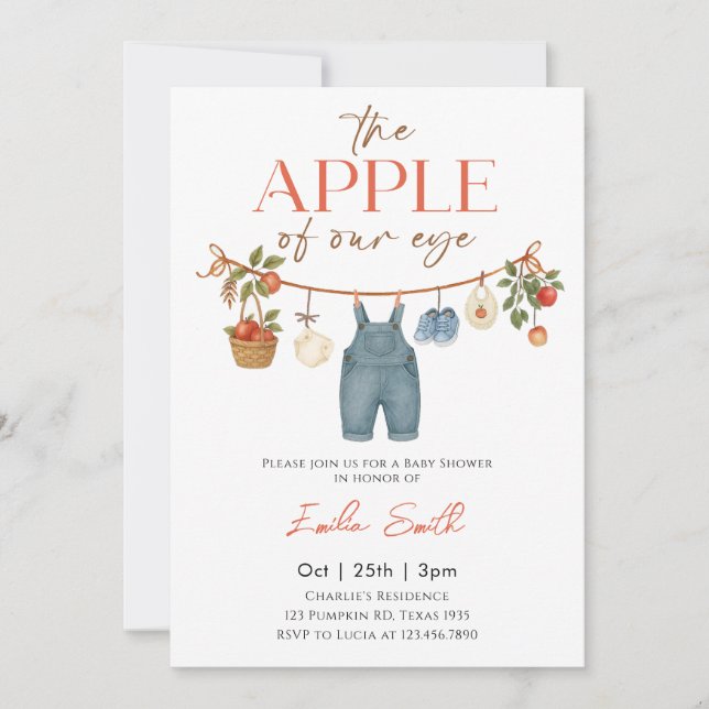 Invitation Baby shower de ligne de vêtements Apple d'automne (Devant)
