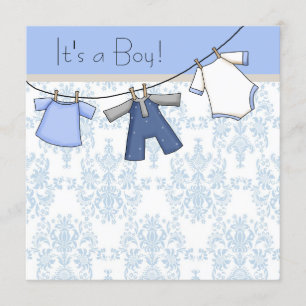 Invitation Baby shower de ligne de vêtements garçons