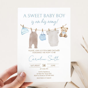 Invitation Baby shower de linge de bébé doux