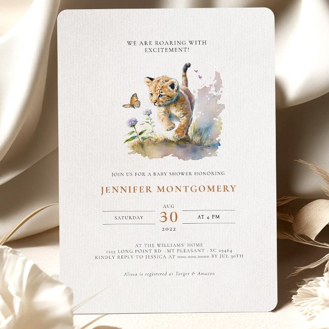 Invitation Baby shower de Lion rugissant avec l'invitation de (Créateur téléchargé)