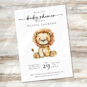 Invitation Baby shower de Lion Safari simple Watercolor