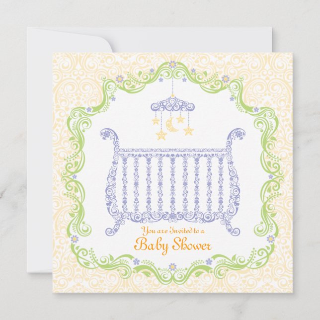 Invitation Baby shower de lit élégant (Devant)