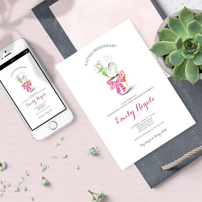 Invitation Baby shower de Little Sweetheart Cactus (Créateur téléchargé)
