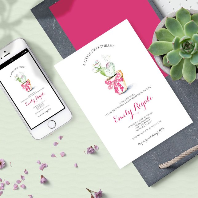 Invitation Baby shower de Little Sweetheart Cactus (Créateur téléchargé)