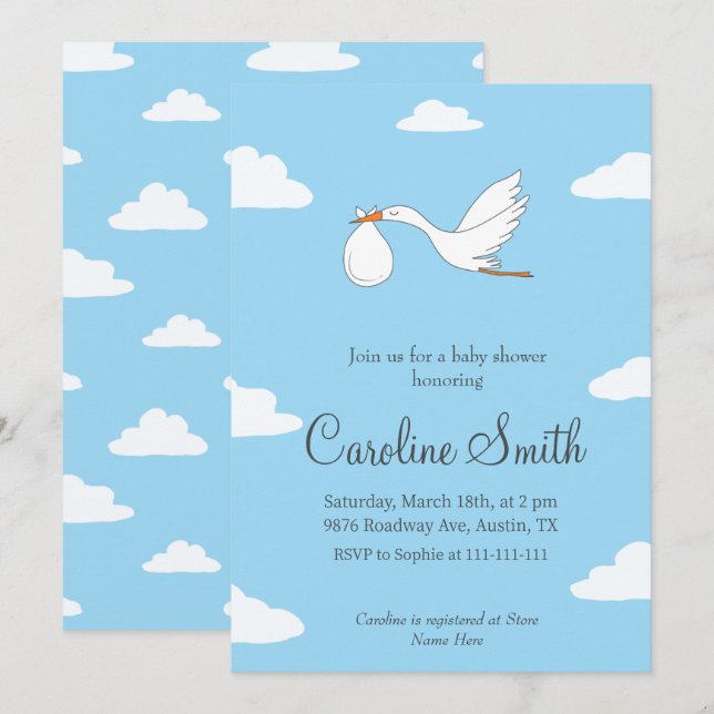 Invitation Baby shower de livraison spécial de la réserve Inv (Devant / Derrière)