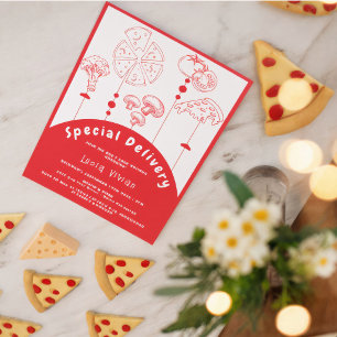 Invitation Baby shower de livraison spéciale Pizza