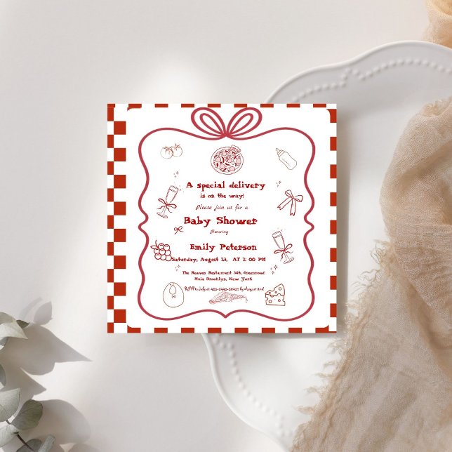 Invitation Baby shower de livraison spéciale Pizza (Créateur téléchargé)