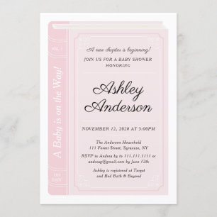 Invitation Baby shower de livres de contes roses