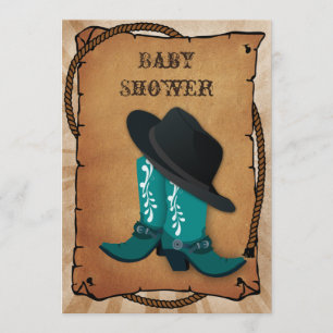 Invitation Baby shower de l'ouest des bottes de cowboy bleues