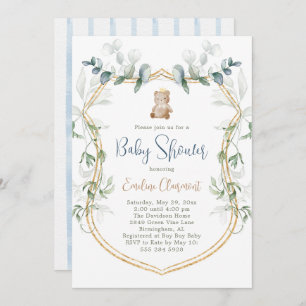 Invitation Baby shower de l'ours - Bleu