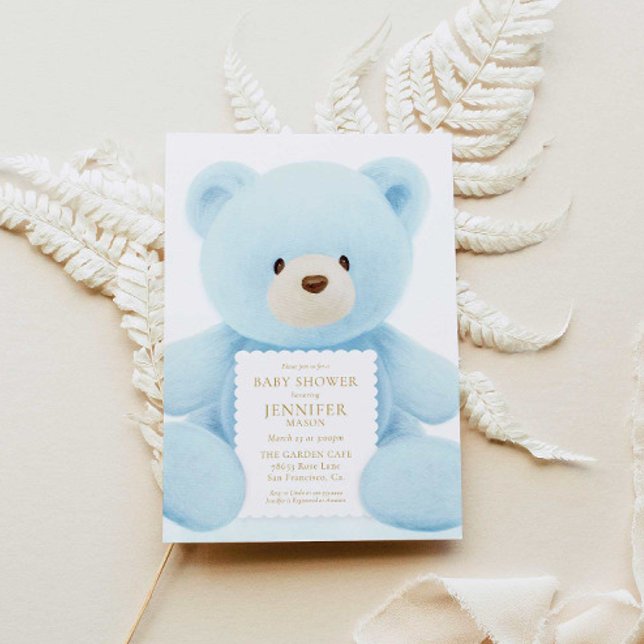 Invitation Baby shower de l'ours bleu Teddy (Créateur téléchargé)