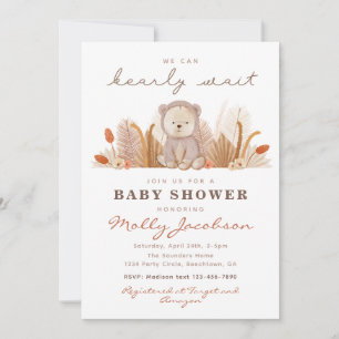 Invitation Baby shower de l'ours de Boho   Douche 