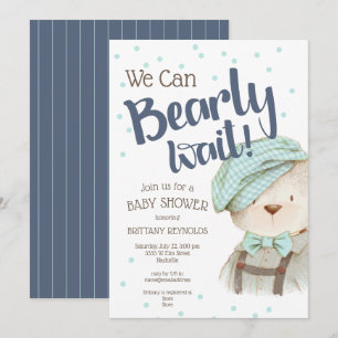 Invitation Baby shower de l'ours de la forêt Boy Woodland