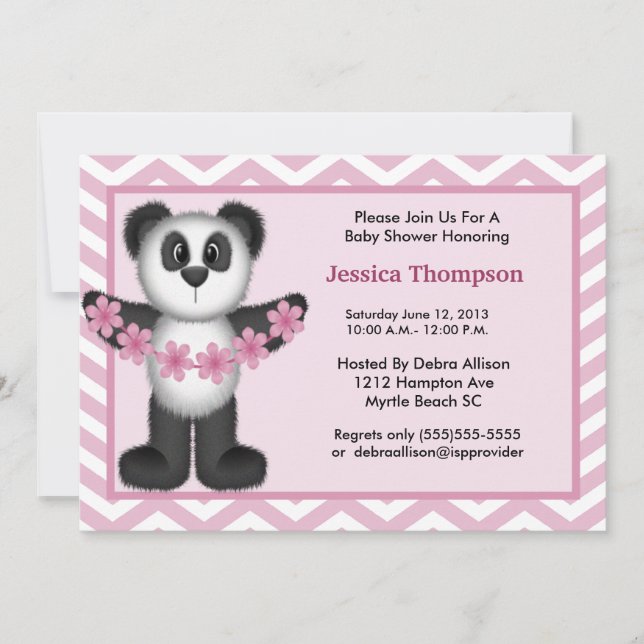 Invitation Baby shower de l'ours de Panda Cute (Devant)