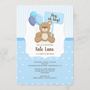 Invitation Baby shower de l'ours en peluche