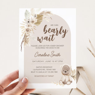 Invitation Baby shower de l'ours en peluche Boho