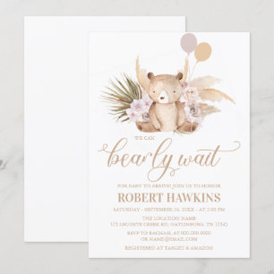 Invitation Baby shower de l'ours en peluche Boho