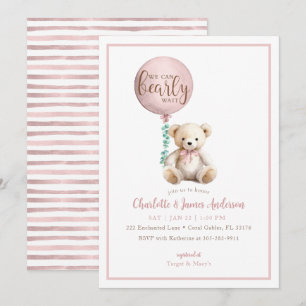 Invitation Baby shower de l'ours en peluche et de l'eucalyptu