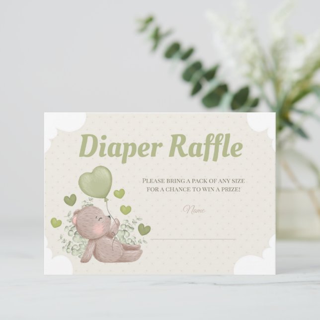 Invitation Baby shower de l'ours en peluche Fiche de rabat po (Debout devant)