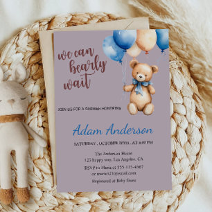 Invitation Baby shower de l'ours en peluche Lavend