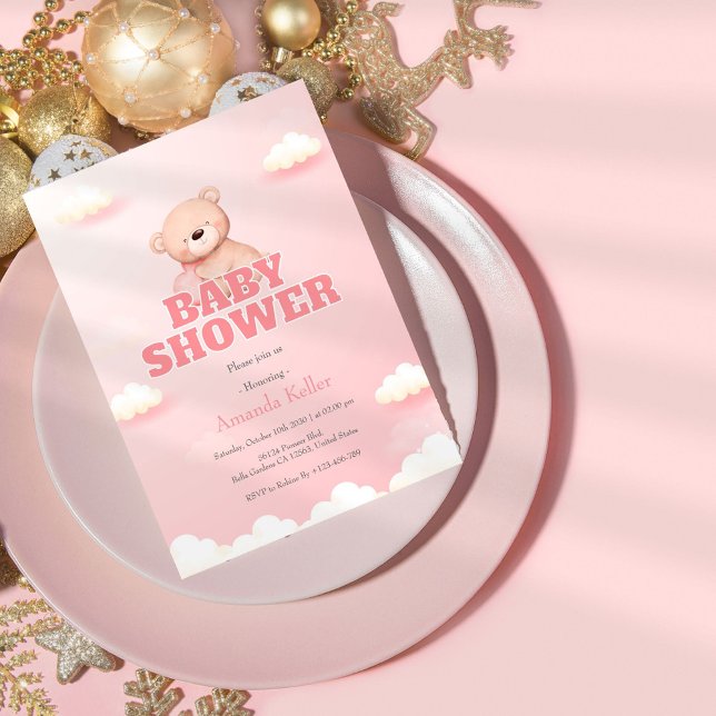 Invitation Baby shower de l'ours en peluche mignon (Créateur téléchargé)