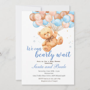 Invitation Baby shower de l'ours et des ballons en