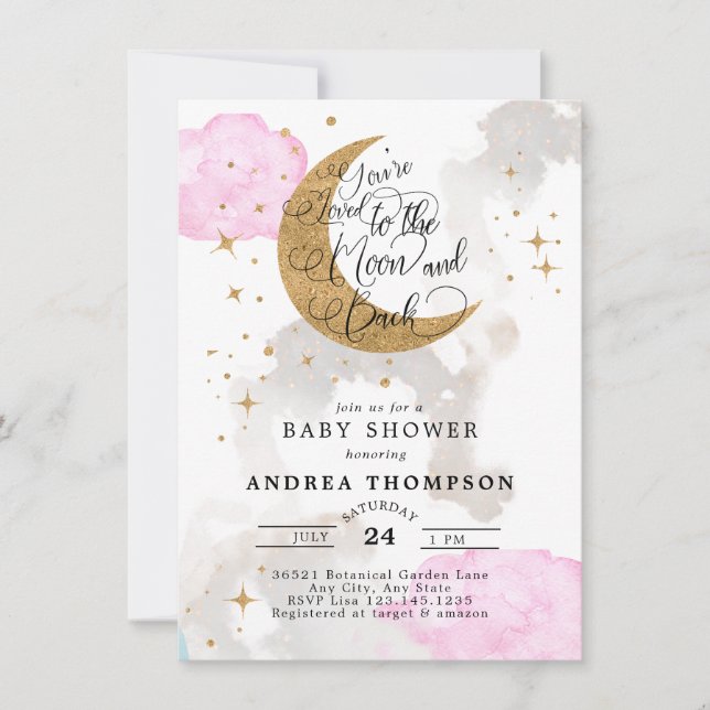 Invitation Baby shower de lune (Devant)