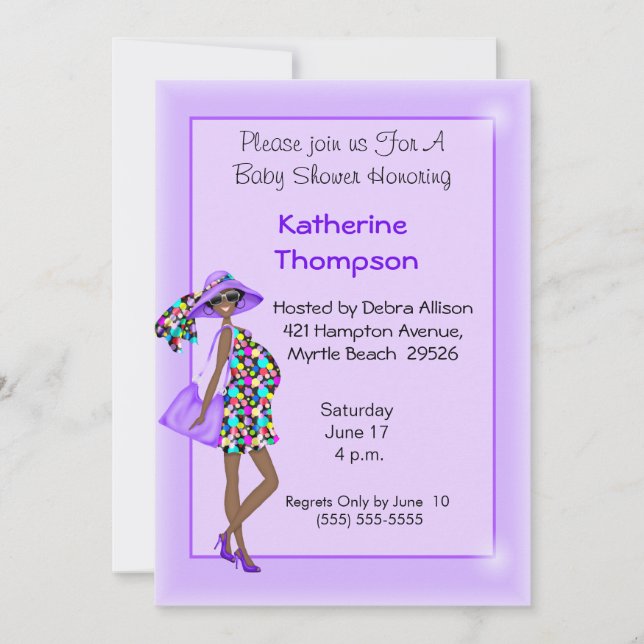 Invitation Baby shower de maman afro-américaine (Devant)