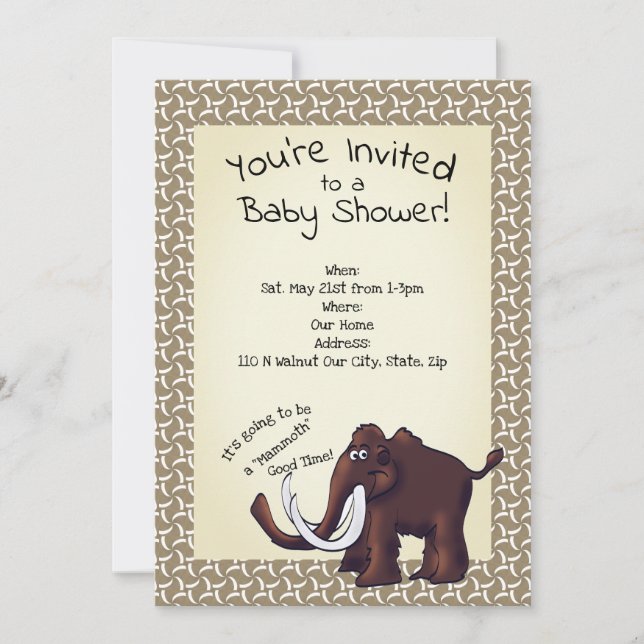 Invitation Baby shower de mammouth laineux (Devant)