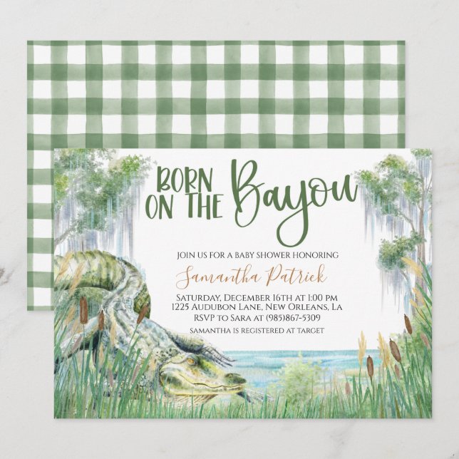 Invitation Baby shower de marais Bayou (Devant / Derrière)