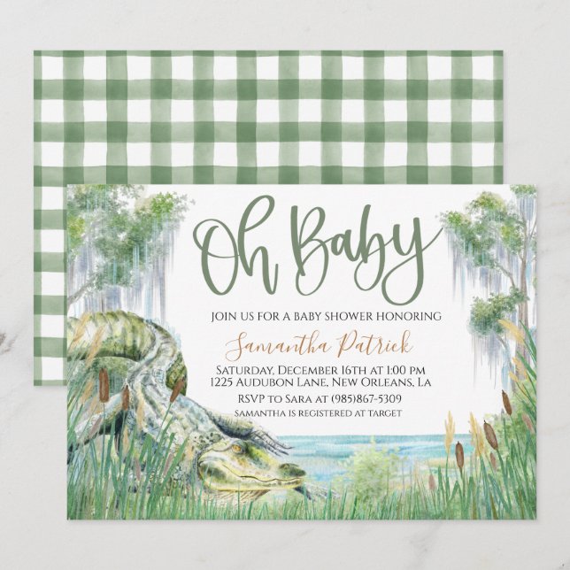 Invitation Baby shower de marais Bayou (Devant / Derrière)