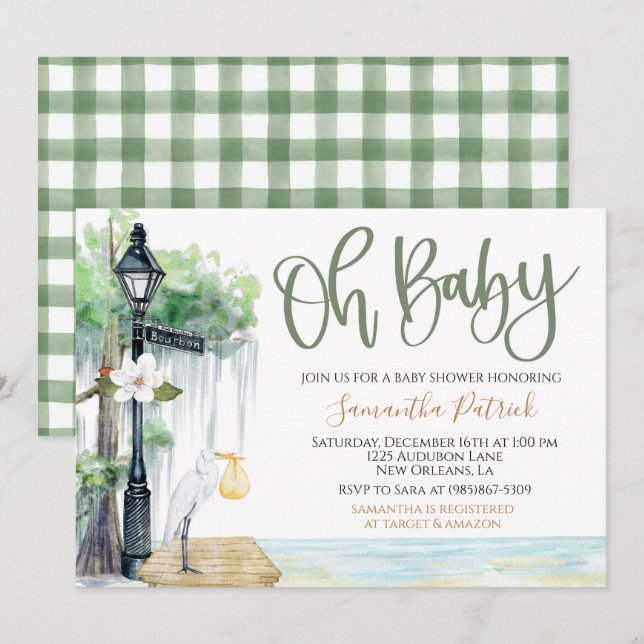 Invitation Baby shower de marais Bayou (Devant / Derrière)