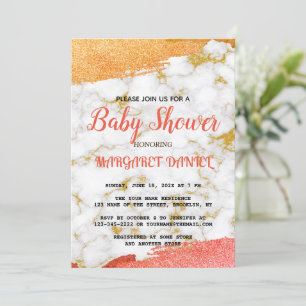 Invitation Baby shower de Marbre blanc de Personnaliser de no