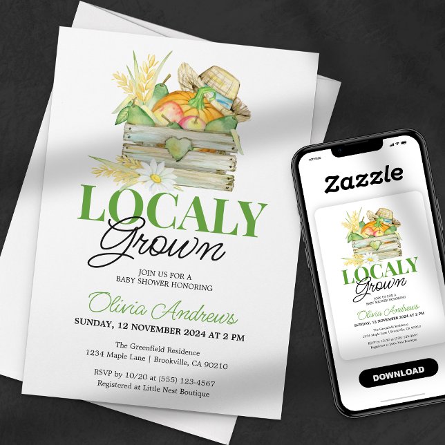 Invitation Baby shower de marché des fermiers cultivés locale (Créateur téléchargé)