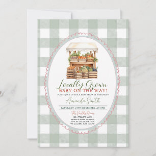 Invitation Baby shower de marché Vintage ovale cultivé locale