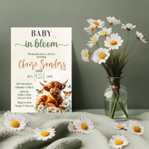 Invitation Baby shower de marguerite de vache des Highlands n