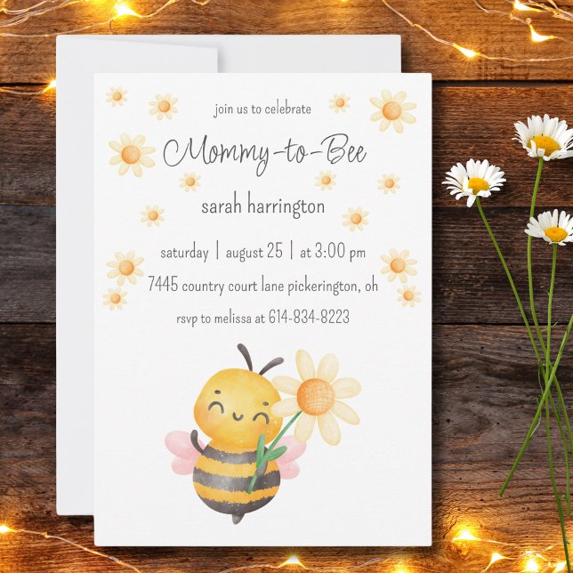 Invitation Baby shower de marguerite doux de maman à abeille (Créateur téléchargé)