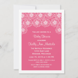 Invitation Baby shower de marguerites blanches roses Invitati