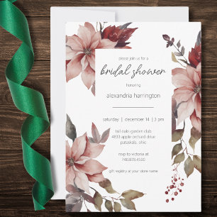 Invitation Baby Shower de Mariage Poinsettia d'Hiver