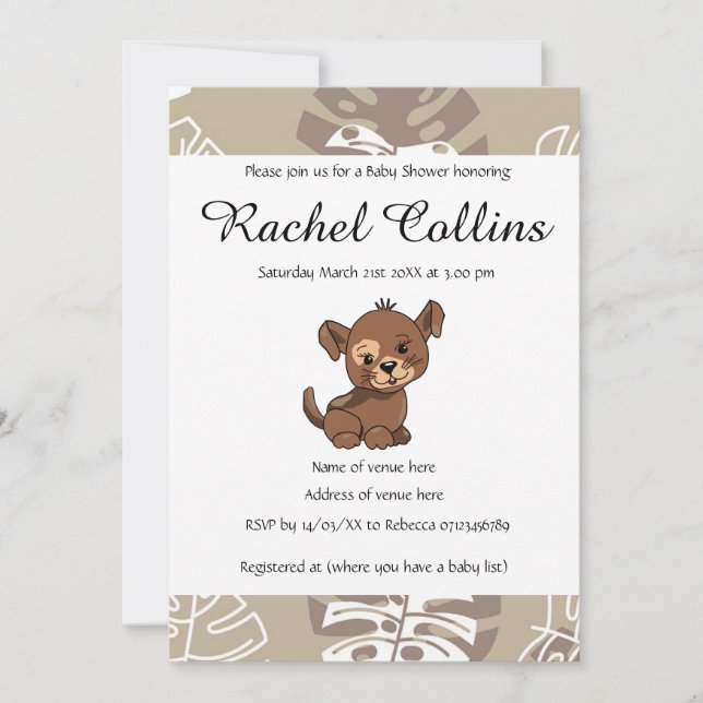 Invitation Baby shower de marionnettes (Devant)