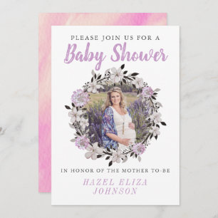 Invitation Baby shower de maternité photo florale 