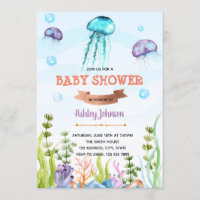 Invitation baby shower de méduses