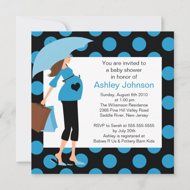 Invitation Baby shower de Mod Mom Blue Boy (Devant)
