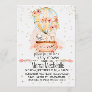 Invitation baby shower de montgolfière