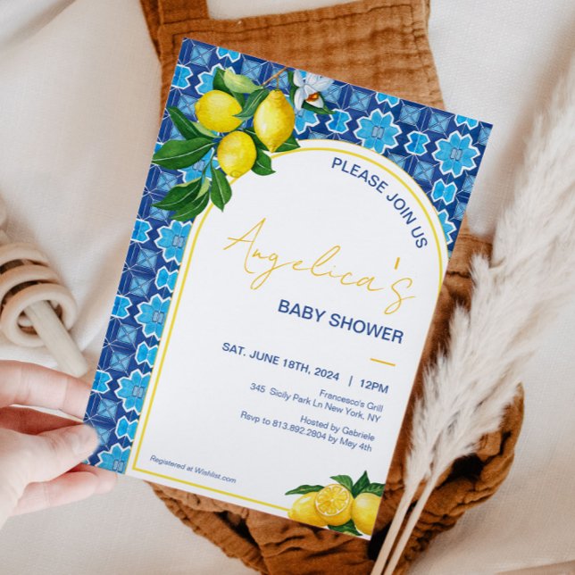 Invitation Baby shower de mosaïque de citron méditerranéen it (Créateur téléchargé)