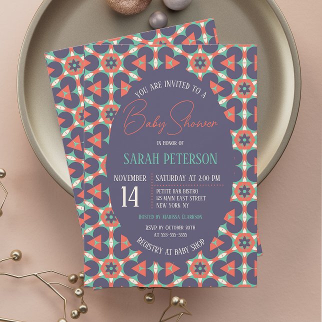 Invitation Baby shower de Motif géométrique en mosaïque cool (Créateur téléchargé)