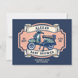 Invitation Baby shower de moto rétro vintage classique