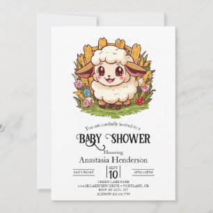 Invitation Baby shower de mouton agricole de charme