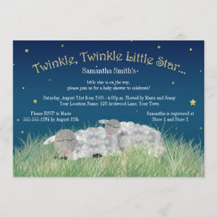 Invitation Baby shower de moutons mignons de la petite étoile