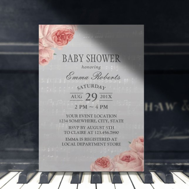 Invitation Baby shower de musique élégant Floral (Créateur téléchargé)